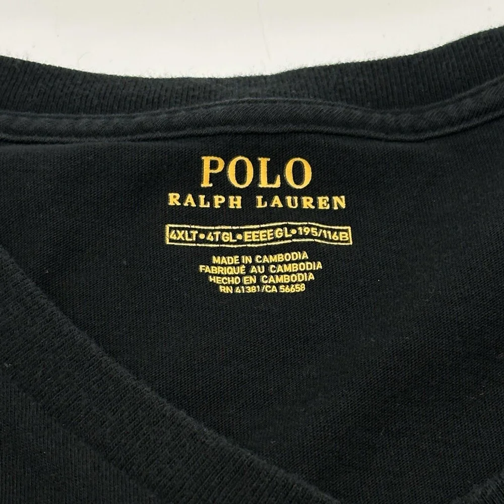 Polo Ralph Lauren Men's Big & Tall Size 4XLT Black Short Sleeve V-Neck T-Shirt